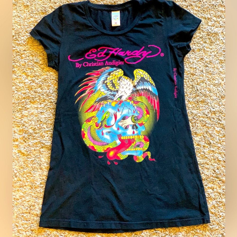 Ed Hardy by Christian Audigier black t-shirt Sz M